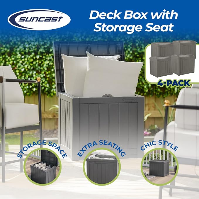Suncast 22 Gallon Indoor or Outdoor Backyard Patio Small Storage Deck Box - Image 2