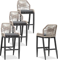 PURPLE LEAF Patio Bar Stool Bar Height Set of 4 Outdoor Rattan Chairs by PURPLELEAF