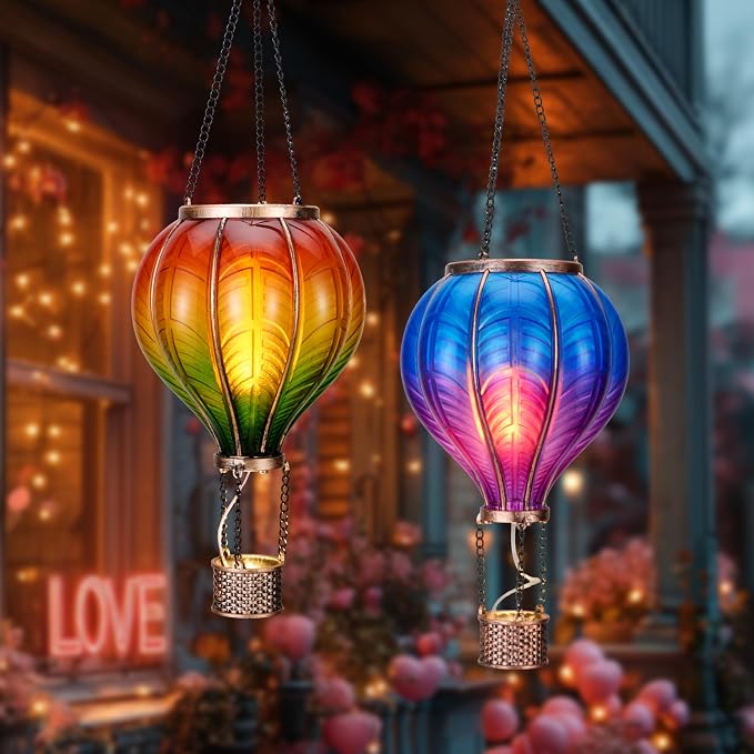 TERESA'S COLLECTIONS 2 Pack Hanging Solar Lantern Outdoor Garden Decor - Image 2