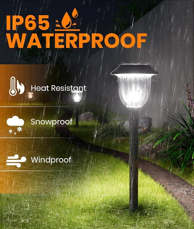 AOSEA 2 Pack Solar Outdoor Lights, IP 65 Waterproof Solar Powered Driveway - Image 6
