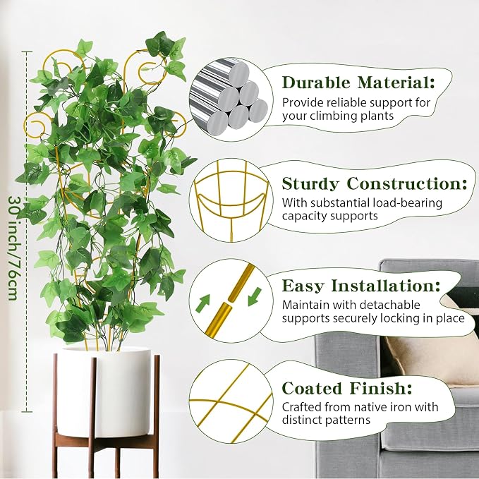 ZOUTOG Trellis for Climbing Plants Indoor 4 Pack 30 Inch, Rustproof Metal - Image 2