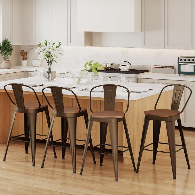Aklaus Swivel Metal Bar Stools Swivel Modern Farmhouse Bar Chairs - Image 6