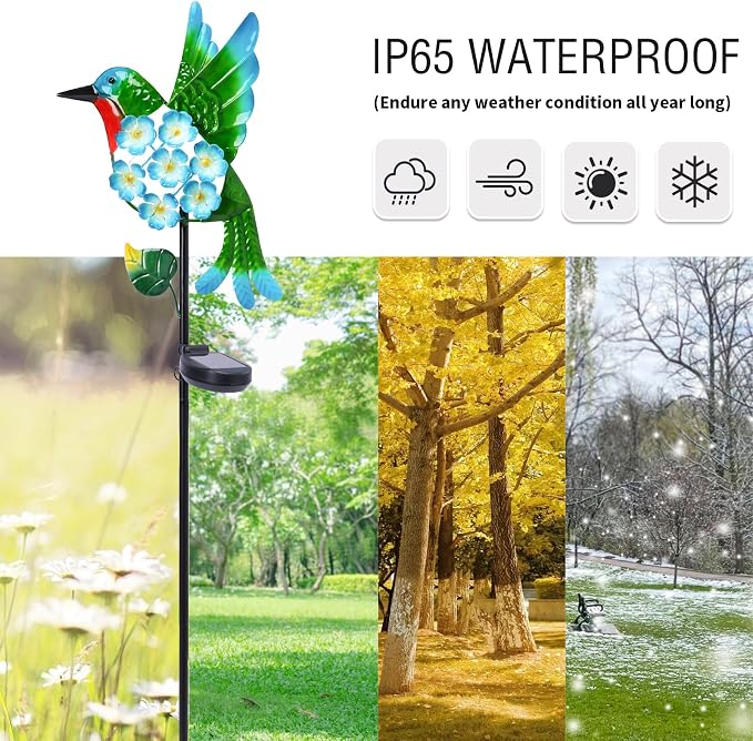 Solar Lights Outdoor Decorative Metal Solar Hummingbird Waterproof LED Metal - Image 5