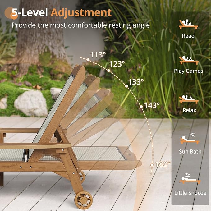 LUE BONA Chaise Lounge Chair Outdoor, HDPS and HDPE Wicker Material, Patio - Image 7