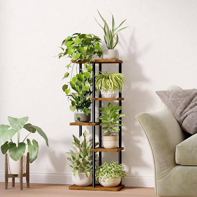 Bamworld Corner Plant Stand Indoor, 5 Tier Metal Plant Shelf - Image 3