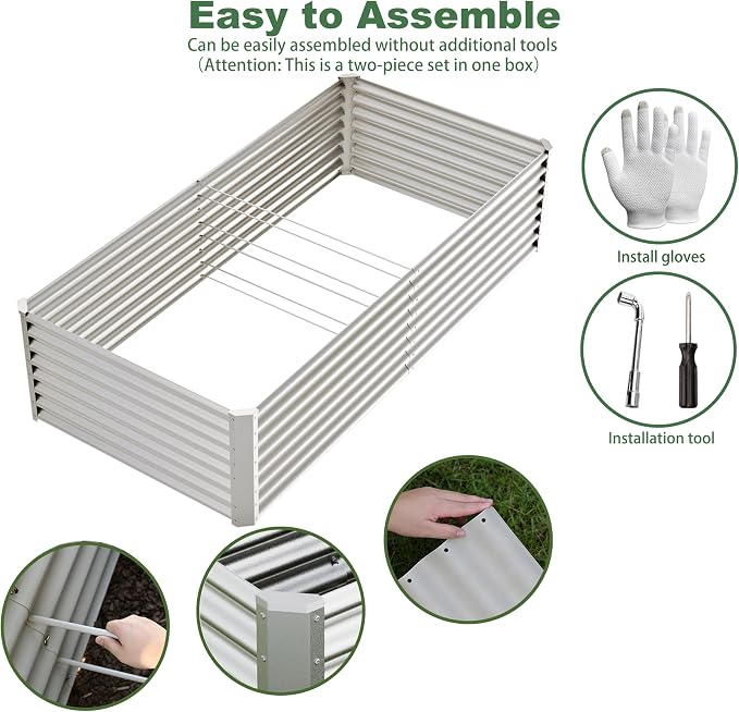 8x4x2ft Raised Garden Beds Kit, Galvanized Planter Garden Boxes Outdoor - Image 3