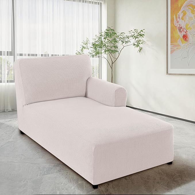 FantasDecor Right Chaise Lounge Cover Stretch Chair Lattice Slipcover - Image 2