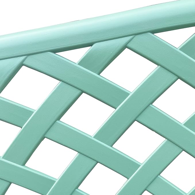 Oakland Living Outdoor Aluminum Modern Seafoam Green Patio Bench Loveseat - Image 4