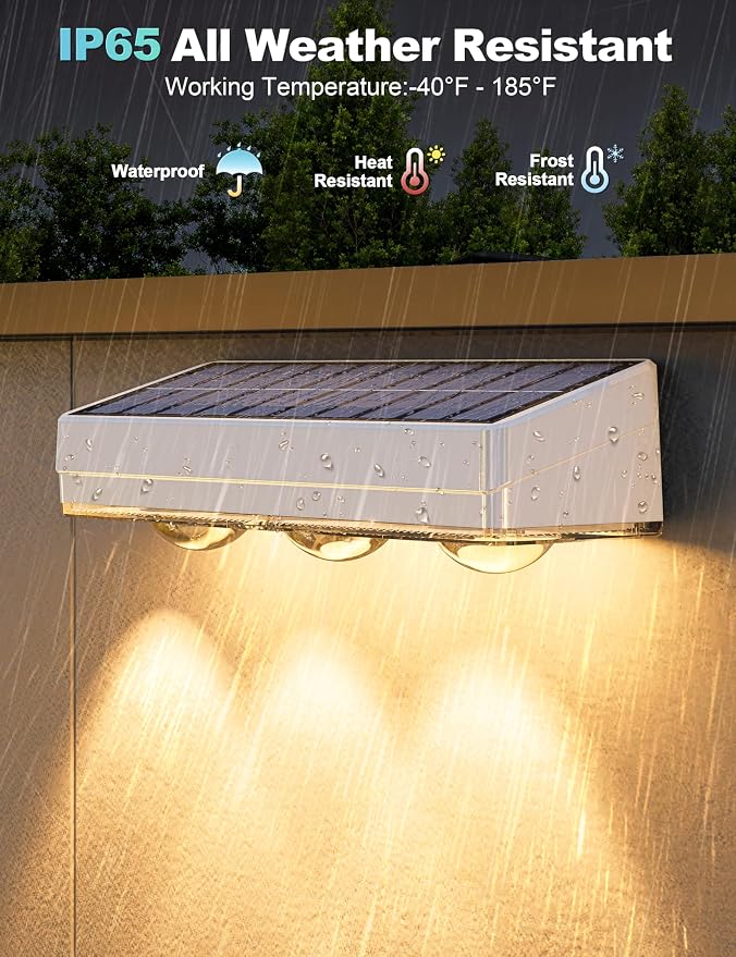 APONUO Solar Fence Lights Outdoor Waterproof, Fence Lights Solar Powered - Image 4