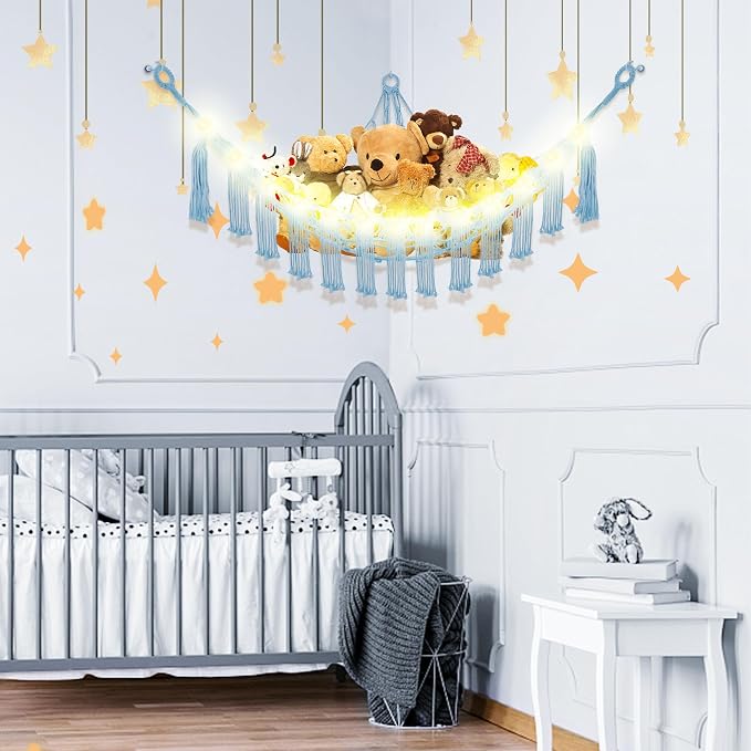 Stuffed Animal Hammock with LED Light, Large Stuffed Animals Storage Corner - Image 2