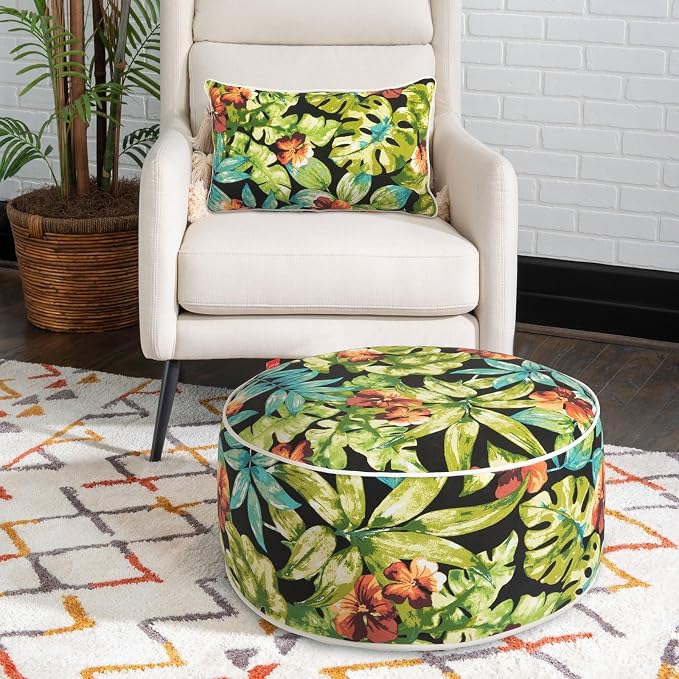 Outdoor/Indoor Inflatable Ottoman Pouf D20 xH9, All Weather Round Footstool - Image 6