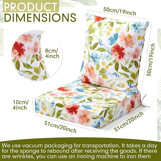 Hoteam 4 Set Outdoor Chair Patio Cushions 20 x 20 Inch Deep Seat Waterproof - Image 2