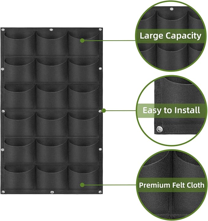 Hanging Planting Grow Bags, 18 Pockets Hanging Vertical Wall Planter Wall - Image 4