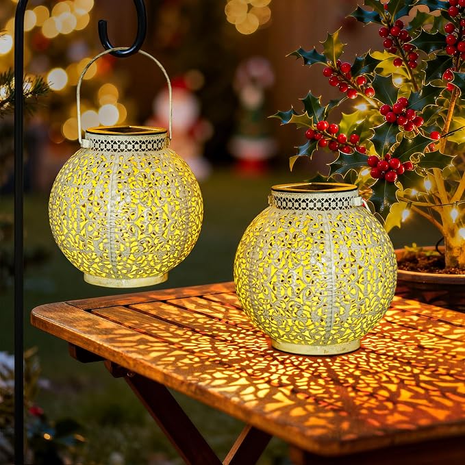 TAKE ME 2 Packs Solar Lanterns Lights Outdoor Waterproof Garden Laterns Metal - Image 7