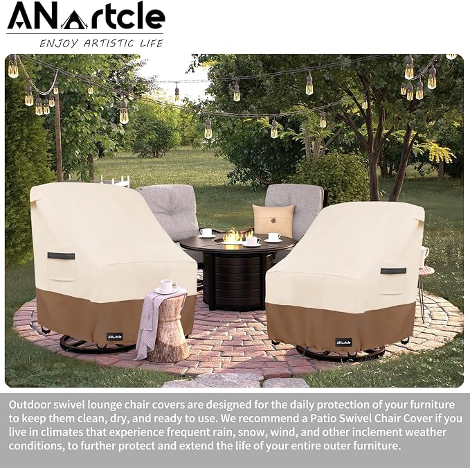 Swivel Patio Chair Cover 4 Pack, 600D Waterproof Heavy Duty Outdoor Chair Cover - Image 5