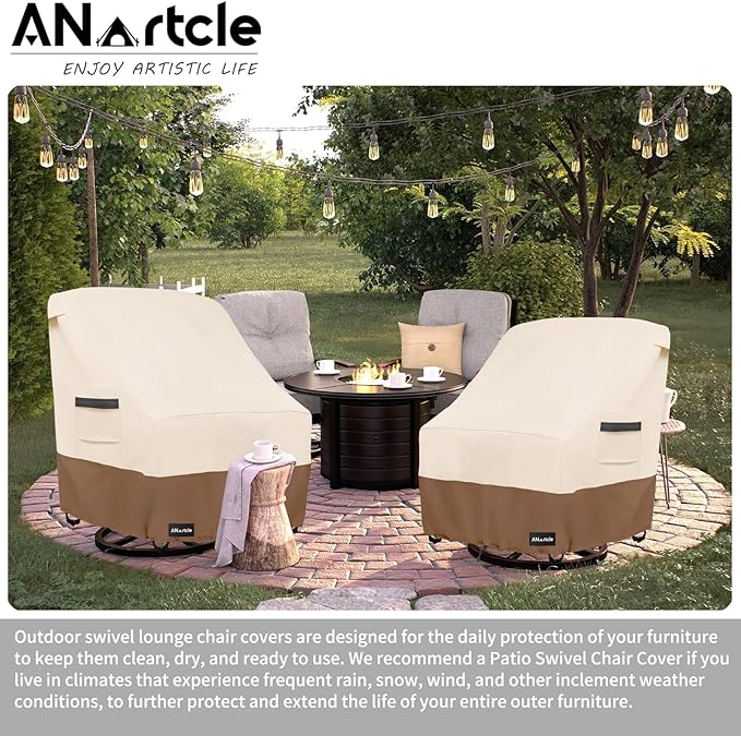 Outdoor Swivel Lounge Chair Cover 2 Pack, 600D Waterproof Heavy Duty Outdoor - Image 5