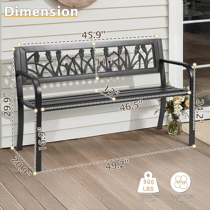 Outvita Outdoor Bench, Patio Bench - Image 3