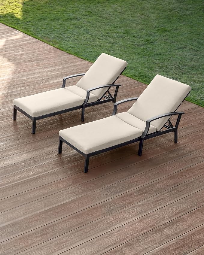 2 Pieces Patio Chaise Lounge Chairs, Never Rust Aluminum Outdoor Pool Lounge - Image 7