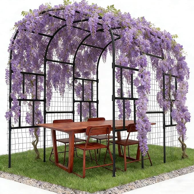 DoCred Garden Arch Trellis, 87in H x 118in L Large Garden Arch Arbor Trellis - Image 2