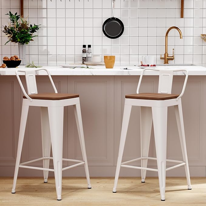 WENTMENT Metal Bar Stools Set of 2 Counter Height Barstools by WENTMENT