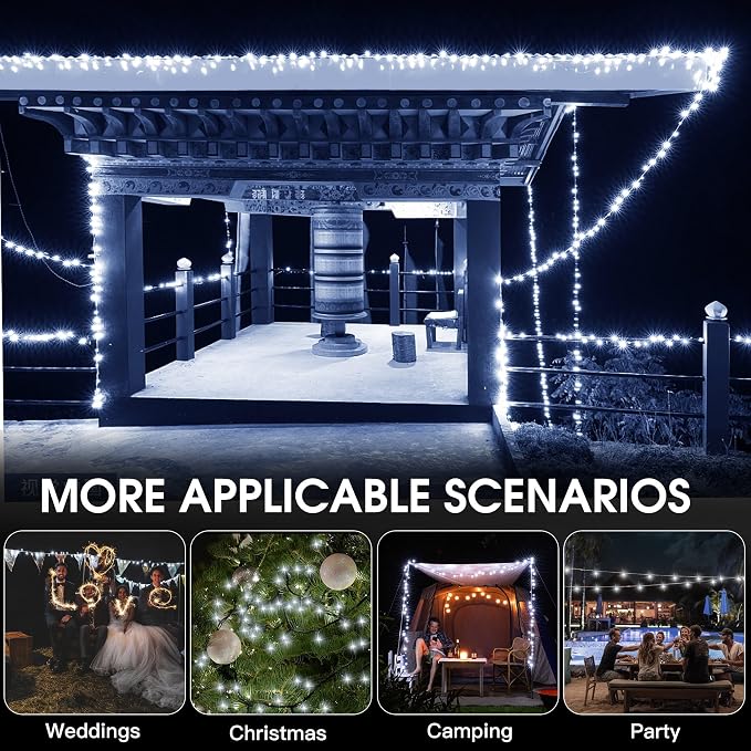 Solar String Lights Outdoor, 2 Pack 79FT 200 LED Waterproof Solar Christmas - Image 5