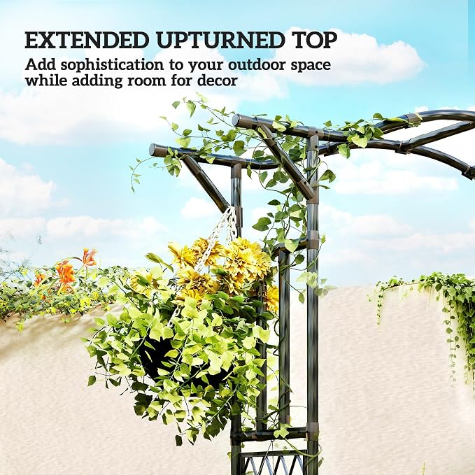 Outsunny Garden Arch, 7.5ft PE-Coated Steel Garden Arch Trellis - Image 6