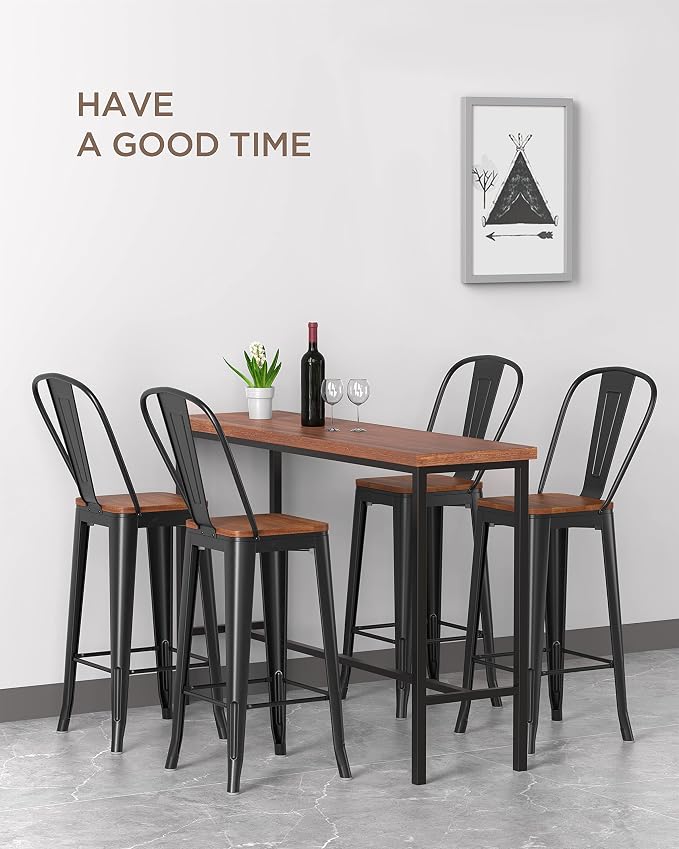 Aiho Bar Stools 30” Dining Chairs Outdoor Patio Bistro Set of 2 Metal Height - Image 8