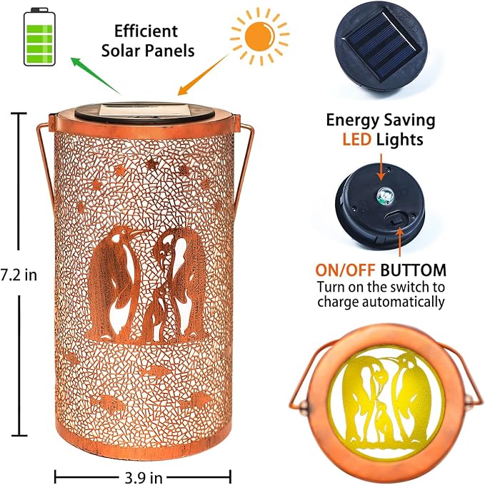 Penguin Solar Lanterns Outdoor Waterproof Hanging Solar Lights Penguin Gifts - Image 6