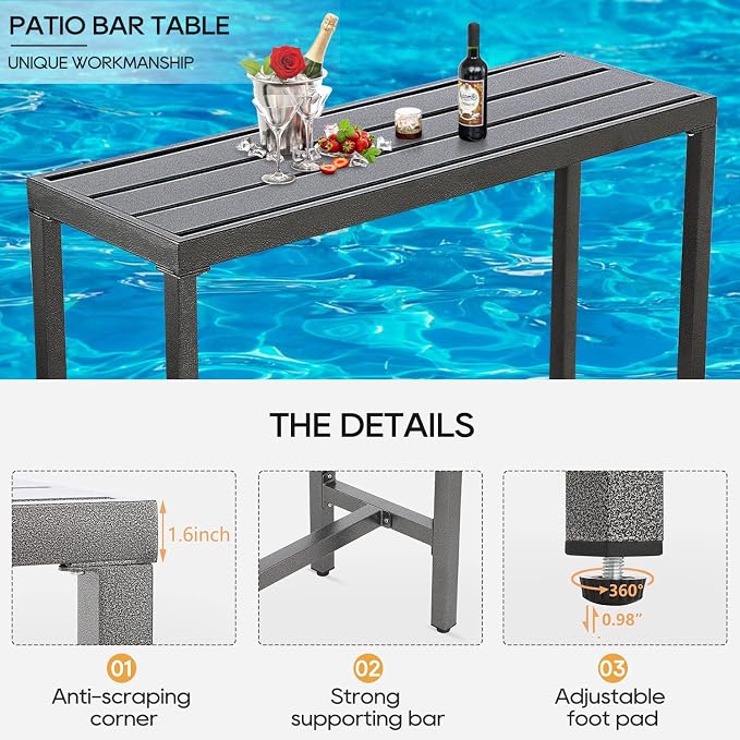Outdoor Bar Chairs & Table, Metal Patio Bar Set - Image 8