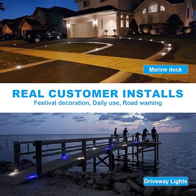 VOLISUN Solar Driveway Dock Marine Lights 8-Pack, 2 Colors in 1, Outdoor LED - Image 7