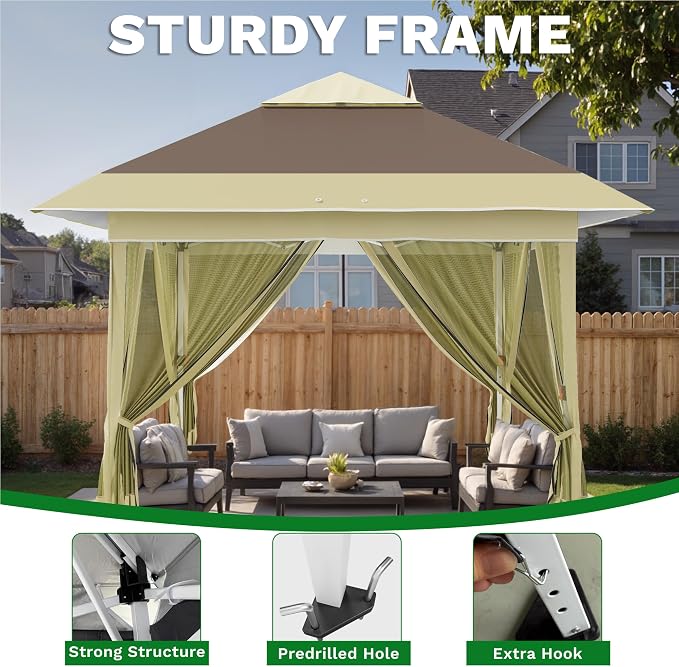 Devoko 10x10 Pop Up Gazebo Canopy Tent - Image 3