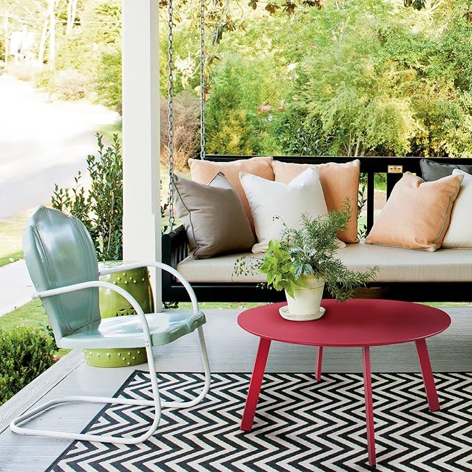 Grand patio Round Steel Patio Coffee Table, Weather Resistant Outdoor Large - Image 2