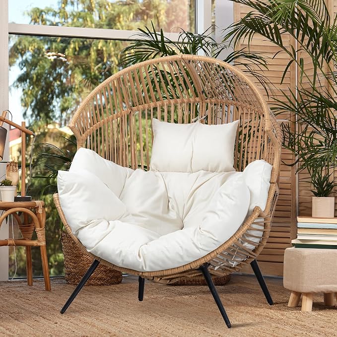JAMFLY Egg Chair Wicker Outdoor Chairs, Oversized Patio Chair Oversized Lounger - Image 2