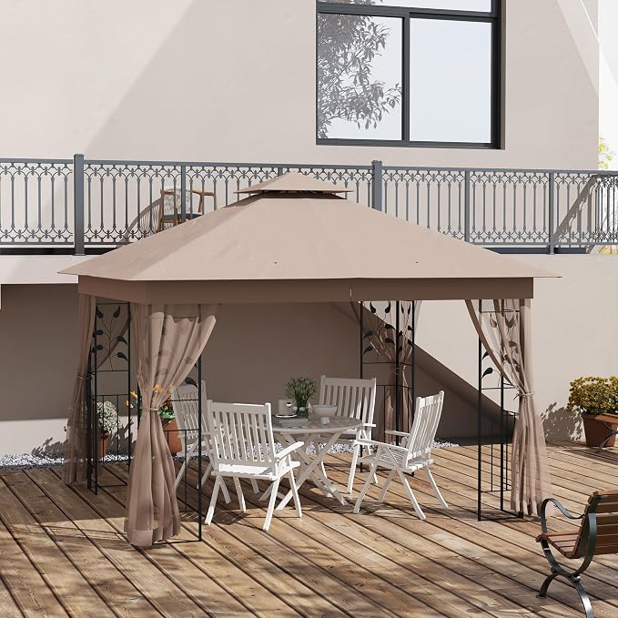 Outsunny 10' x 11.5' Metal Patio Gazebo, Double Roof Outdoor Gazebo Canopy - Image 2