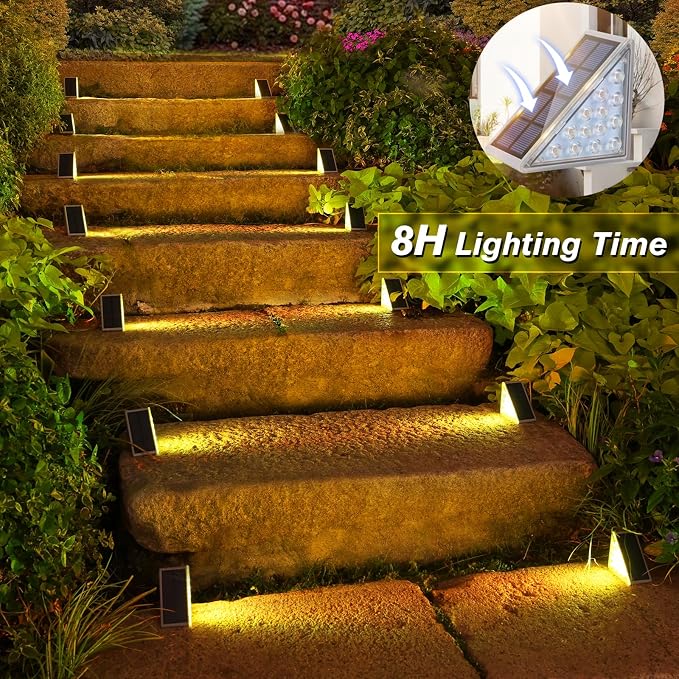 VOLISUN Solar Stair Lights 12 Pack, 7 Fixed Colors, Solar Step Lights Outdoor - Image 5