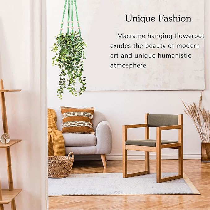 Augshy Macrame Plant Hangers Green Hanging Planters - Image 5
