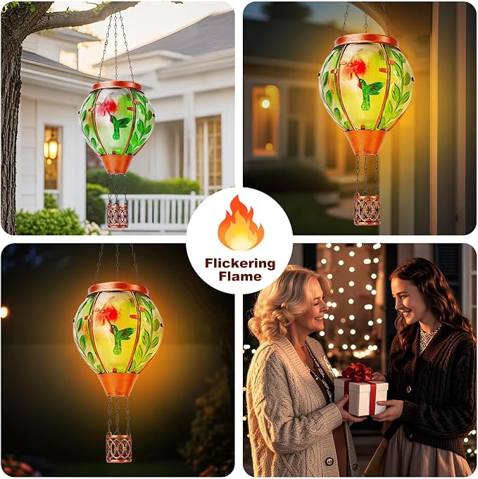 Hummingbird Solar Hot Air Balloon Lantern, Outdoor Decor - Image 9