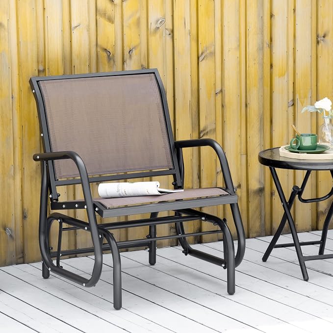 Outsunny Porch Glider, Metal Frame Swing Glider Chair - Image 2