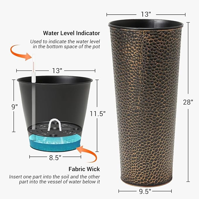 Worth 2 Pack 28" Tall Narrow Metal Planter - Image 2