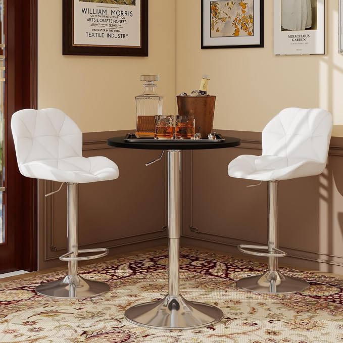 ARTETHYS Bar Table and Chairs Set of 3 Height Adjustable Round Black Pub Desk - Image 6