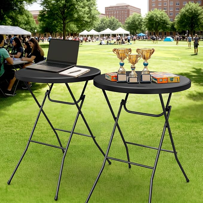 Bonnlo 32" Cocktail Table High Top Table, Folding Round Table Bar Height - Image 2