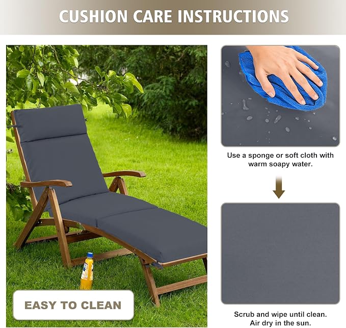Chaise Lounge Cushion 80x26x3 Inch – Set of 2 Outdoor Lounge Chair Cushions - Image 9