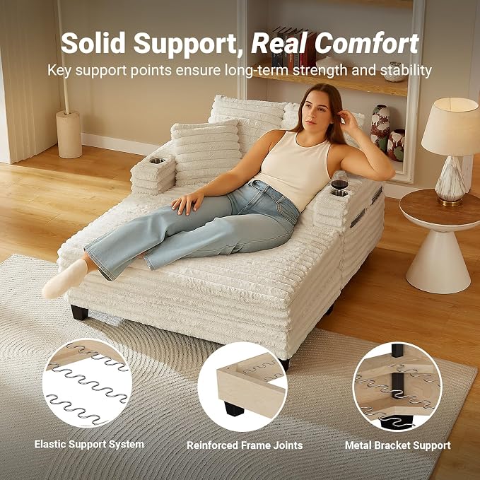 64" Chaise Lounge Chair Indoor, Oversized Sleeper Chair - Image 5