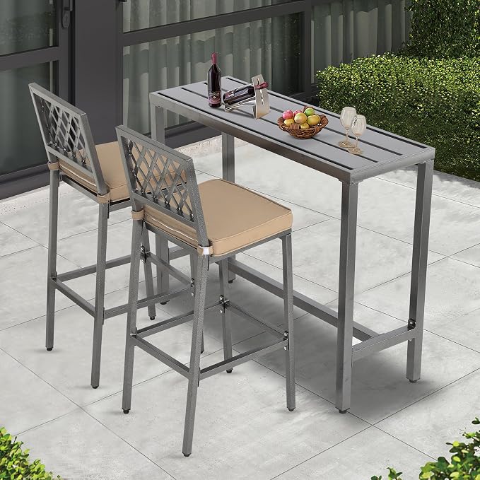 Outdoor Patio Bar Set, Bar Height Patio Dining Set, Weather-Resistant Bistro - Image 5