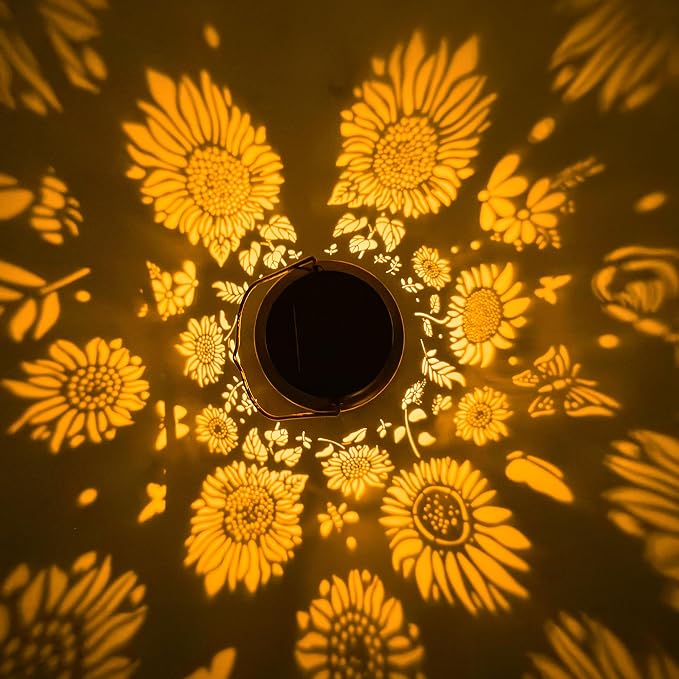 2 Pack Sunflower Solar Lantern Lights, Outdoor Lanterns Garden Decor, Hanging - Image 8