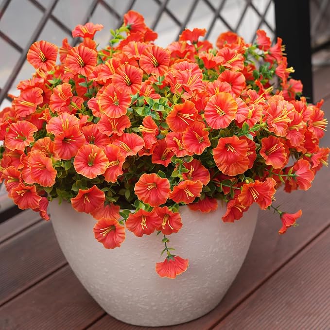 Artificial Flowers for Outdoors, UV Resistant Fake Silk Morning Glory, - Image 6