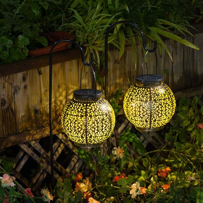 2Pack Solar Outdoor Lanterns Waterproof, Garden Gifts - Image 7