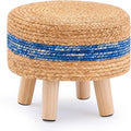 Handwoven Round Ottoman, Natural Water Hyacinth Outdoor Patio Pouf Seagrass Low by LGENHOOMHandwovenNaturalWaterHyacinthBasket