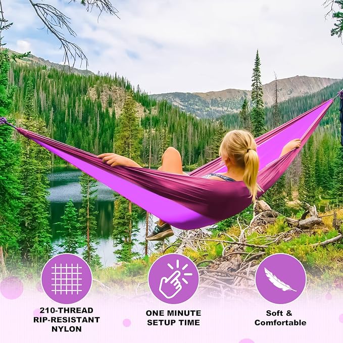 SZHLUX Camping Hammock Double & Single Portable Hammocks - Image 5