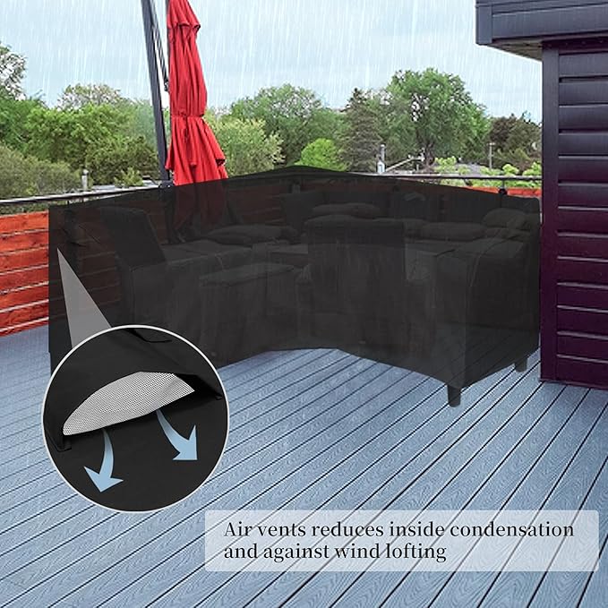 Easy-Going 600D Patio V-Shaped Sectional Sofa Cover, Waterproof Outdoor - Image 4